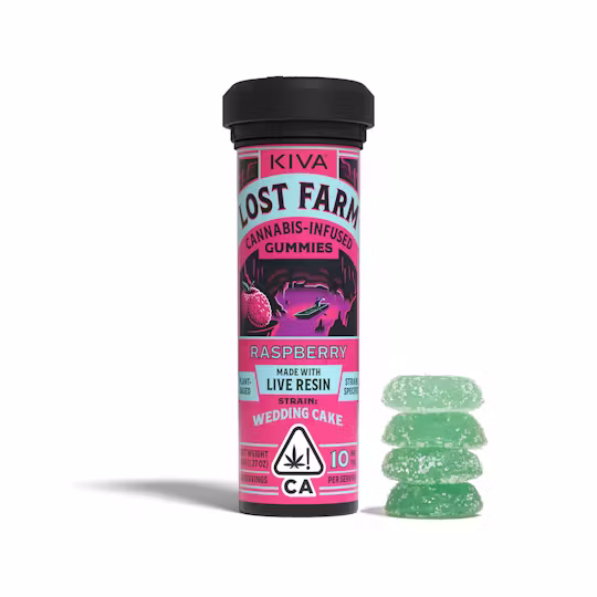 Photograph of product: Lost Farm - Raspberry Wedding Cake Live Resin Gummies 100mg (IH)