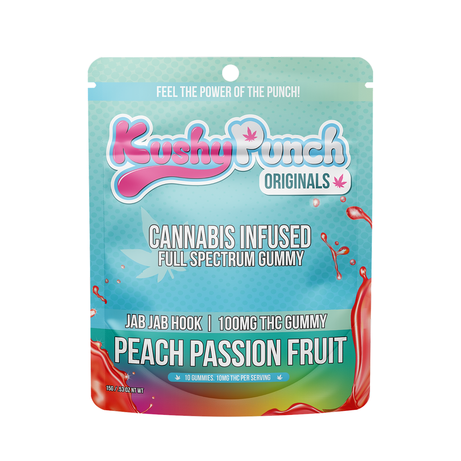 Photograph of product: PEACH PASSIONFRUIT JAB JAB HOOK GUMMY 100MG