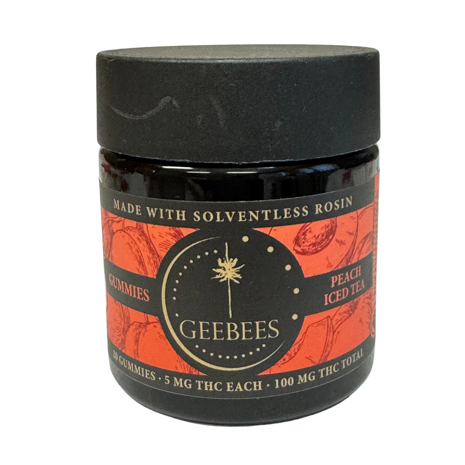 Photograph of Product: Hash Rosin Gummies - Peach Iced Tea | 100mg | Geebees