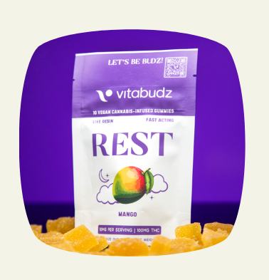 Photograph of Product: VitaBudz | Mango Rest | Gummies | 10mg