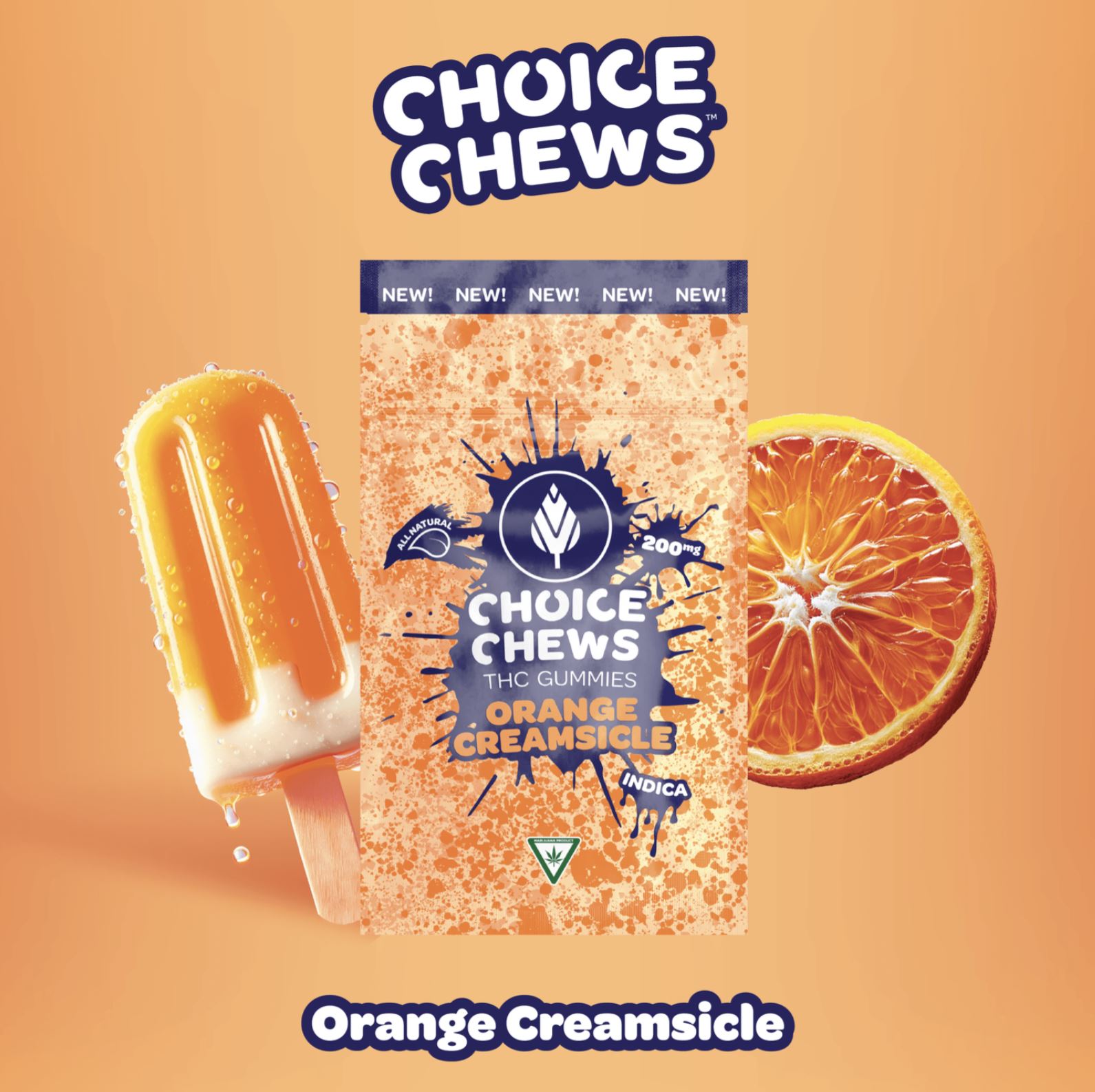 Photograph of product: Choice Gummy 10 Pack - Orange Creamsicle - 200mg