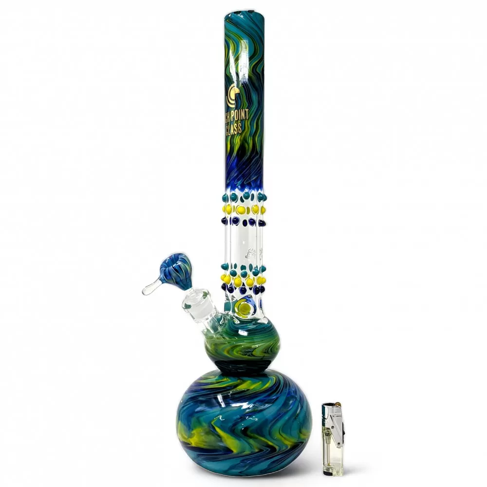Photograph of product: Bong | 22.5" | USA Blown 9mm Multi Marble Outside Art Work | High Point Glass
