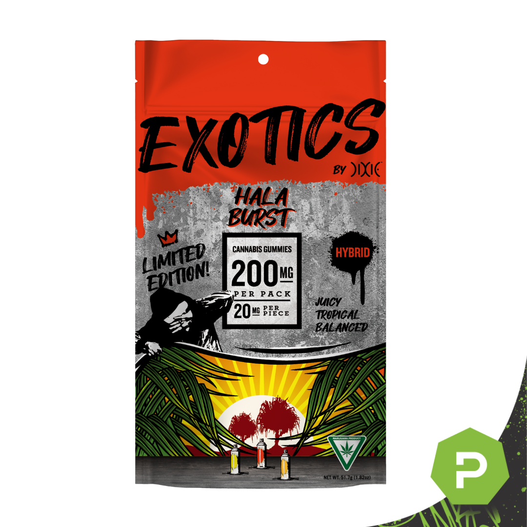 Photograph of product: Dixie | 200mg Exotics Gummies | Hala Burst