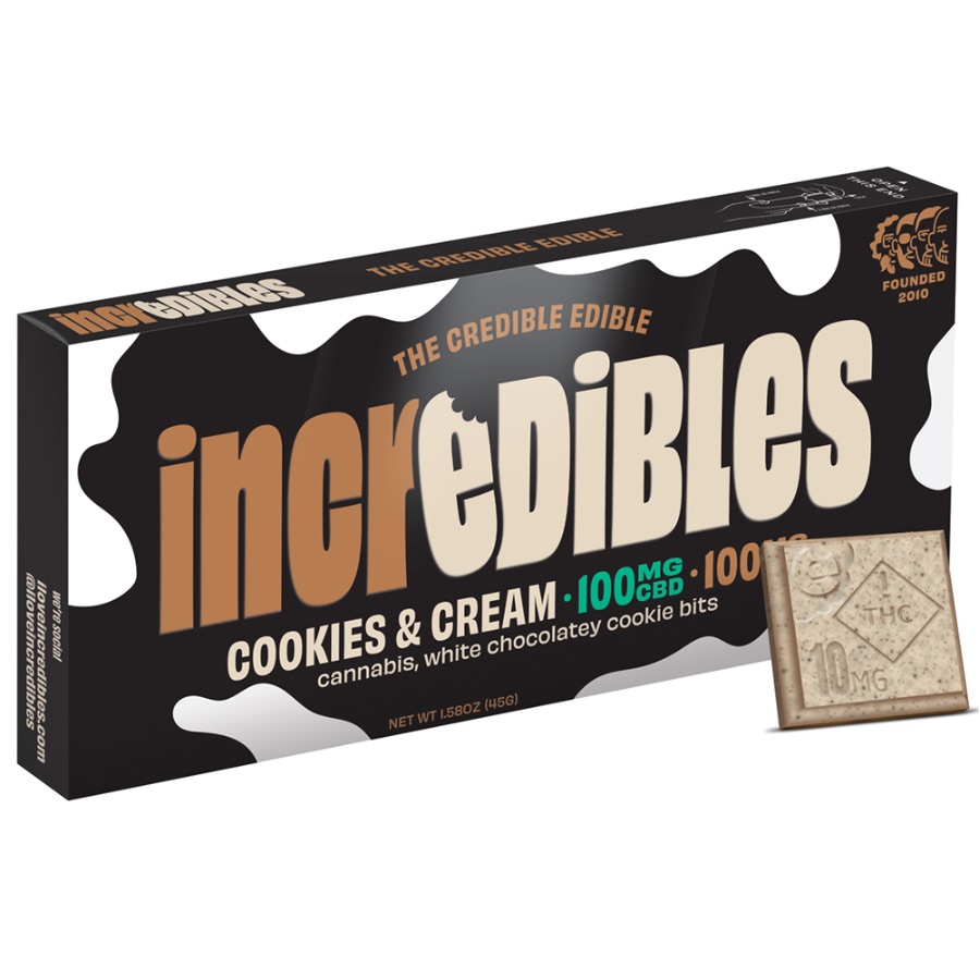 Photograph of product: Incredibles | Chocolate | Cookies & Cream | 100mg
