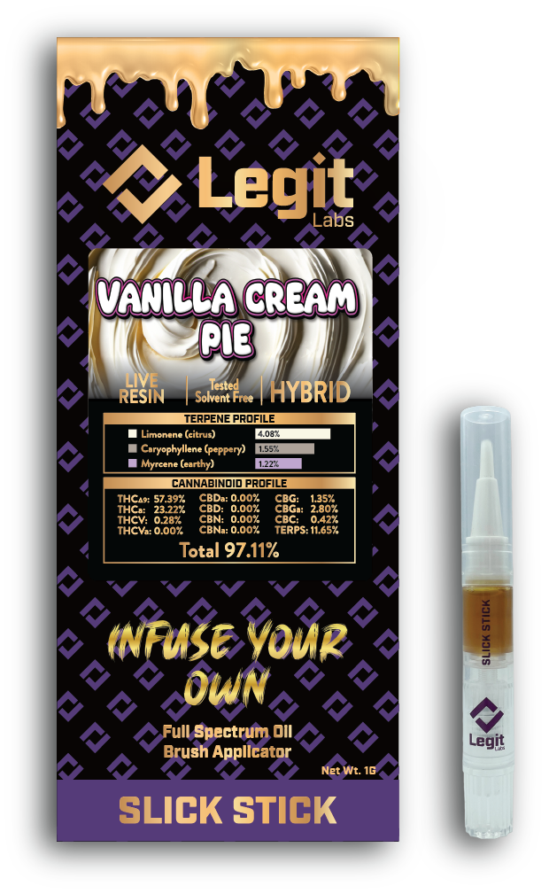 Photograph of product: 1G SLICK STICK VANILLA CREAM PIE PRE-ROLL INFUSER