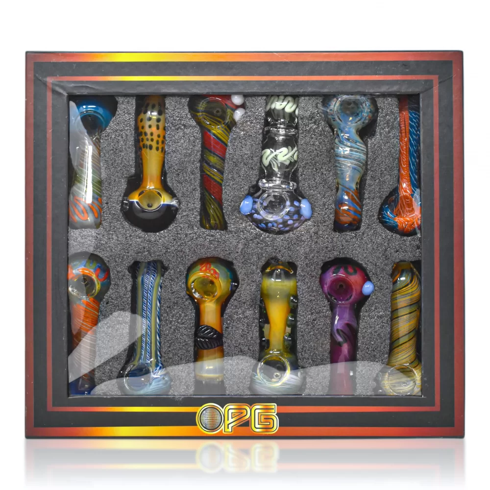 Photograph of product: 4" Mixed Design Glass Hand Pipe
