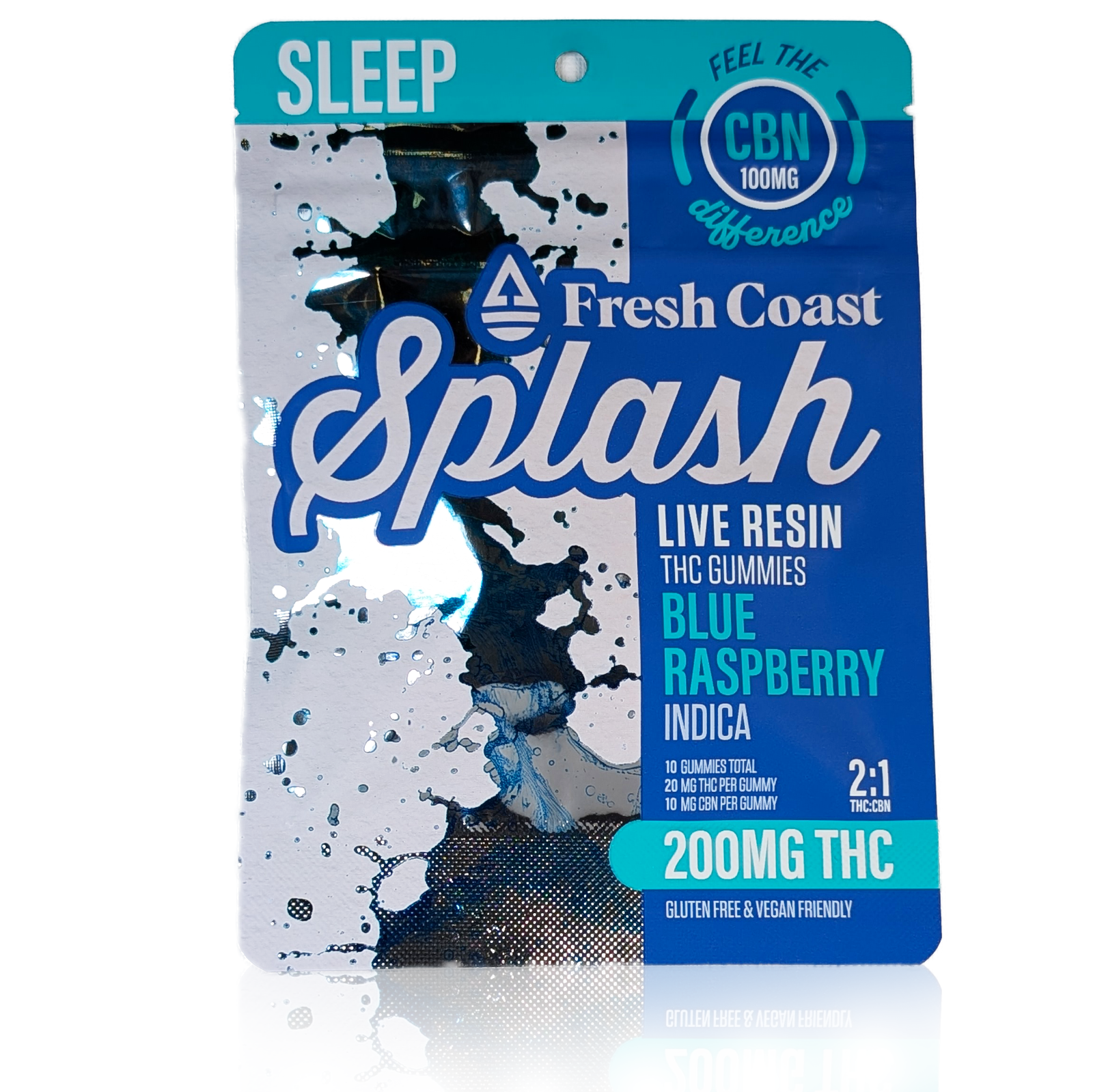Photograph of product: BLUE RASPBERRY - SPLASH - 200MG TH-oui 100MG CBN