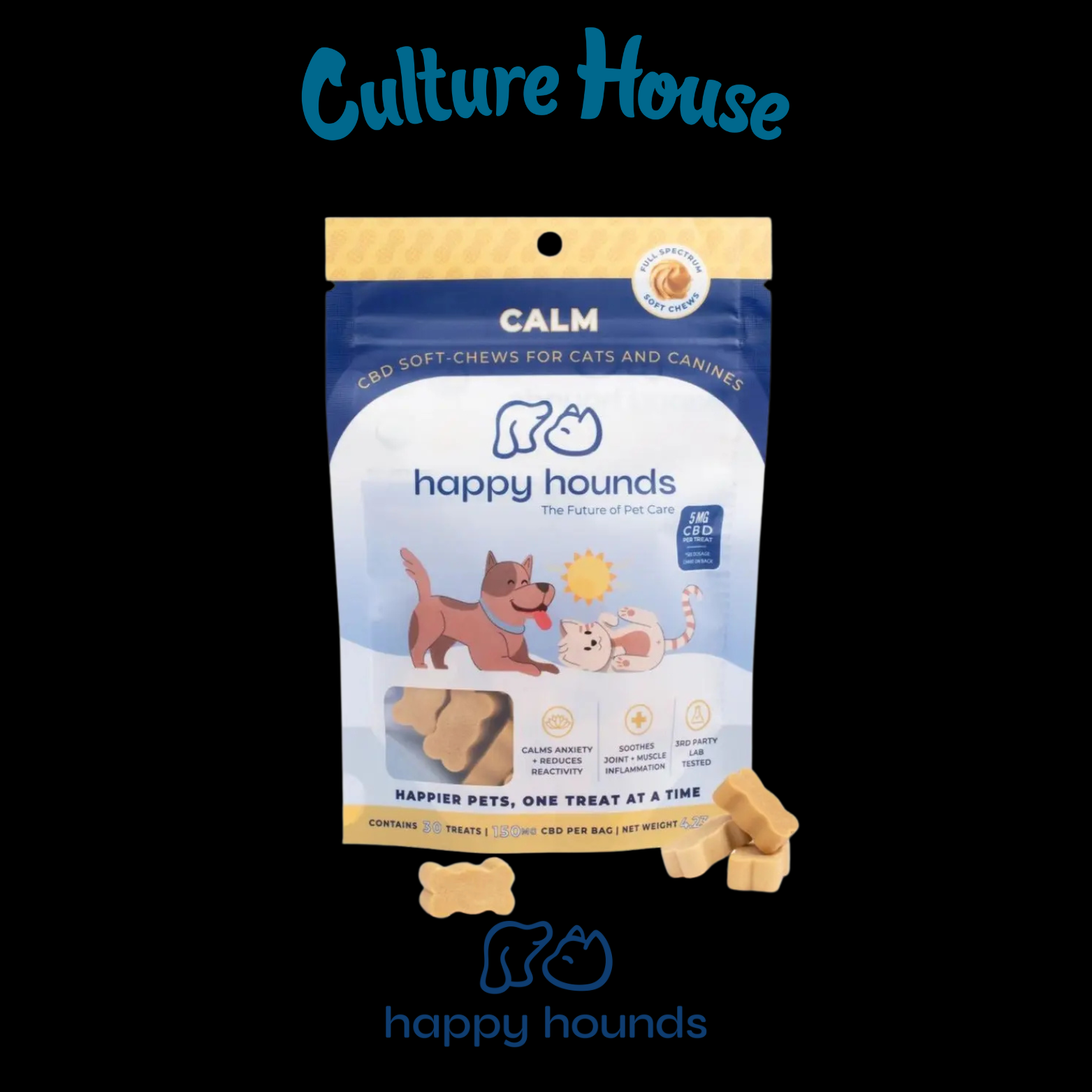 Photograph of product: Happy Hounds | Calm Peanut Butter Chews | CBD