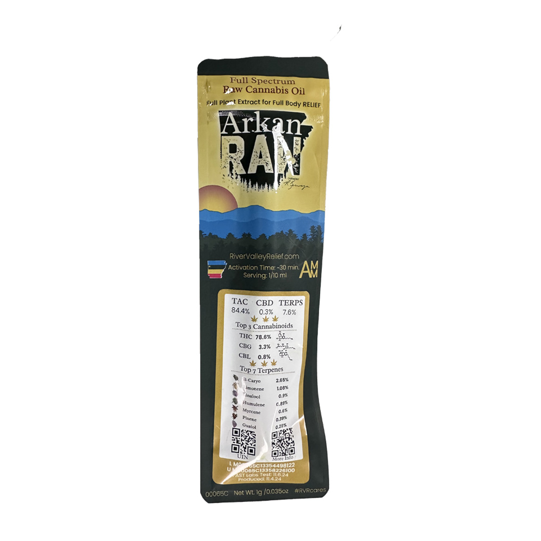 Photograph of product: RVR - Concentrate - Syringe - ArkanRAW Full Spectrum Raw Oui'd Oil - Hybrid - 1G
