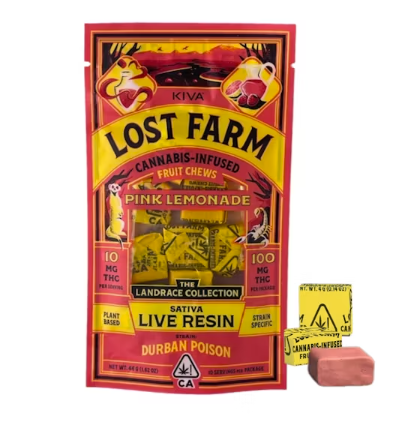 Photograph of product: 'Lost Farm' Pink Lemonade Chews - 100mg