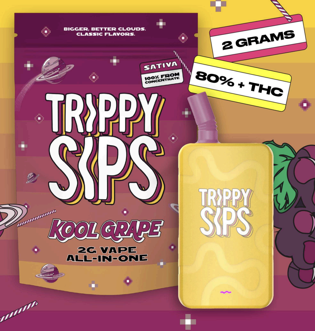 Photograph of product: TRIPPY SIPS KOOL GRAPE DISPOSABLE 2G