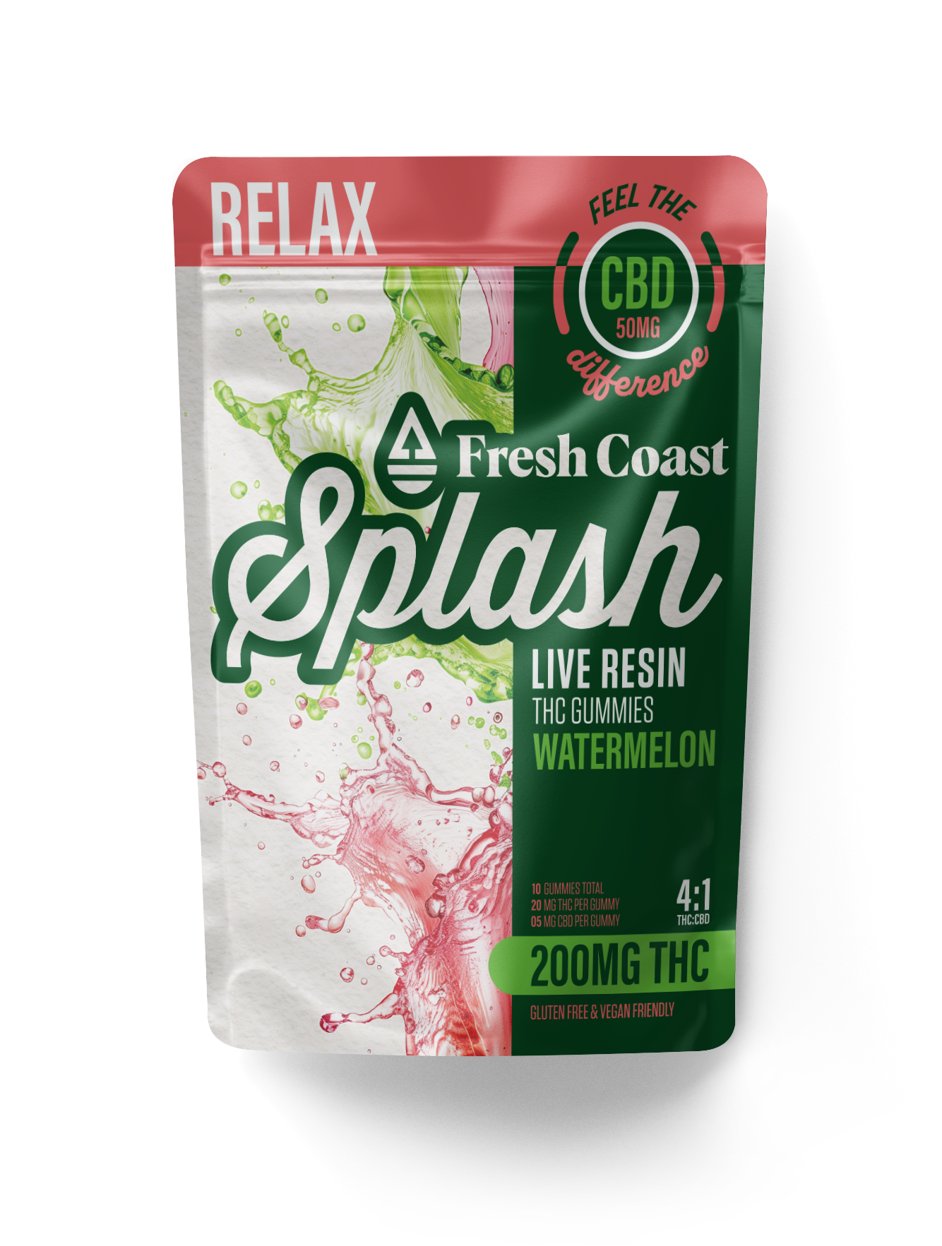 Photograph of product: Splash - Watermelon 4:1 TH-oui:CBD Live Resin Gummies 200mg