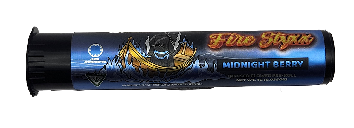 Photograph of product: Midnight Berry Infused Pre-Rolls | Glorious Fire Styxx