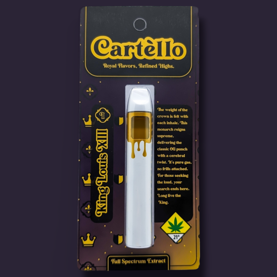 Photograph of product: Cartello | King Louis XIII | Full Spectrum | Postless Disposable | 1g