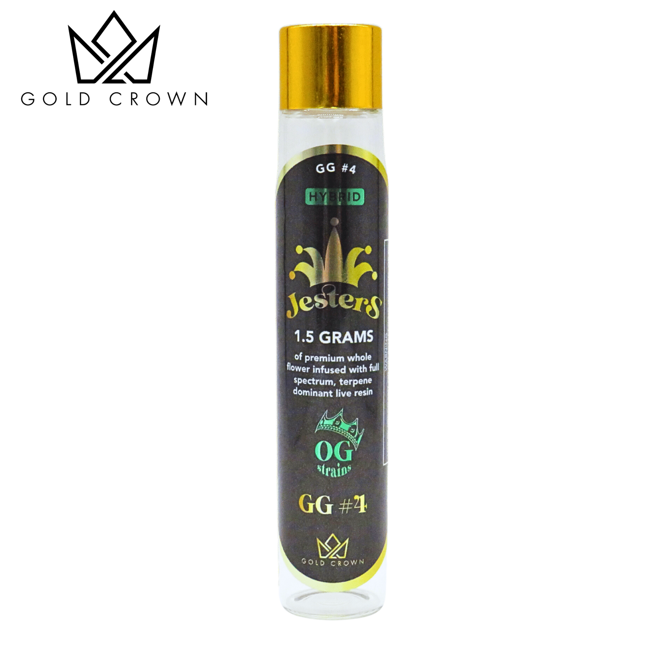 Photograph of product: Gold Crown | Jesters | GG #4 | Live Resin Infused Preroll
