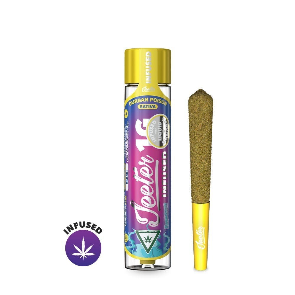 Photograph of product: Jeeter | 1g Infused Pre-Roll | Durban Poison (Oui'd)
