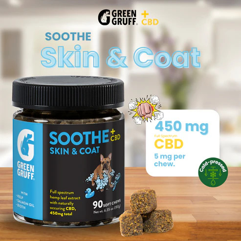 Photograph of product: Green Gruff | Soothe Skin and Coat Plus CBD | 24ct Pouch