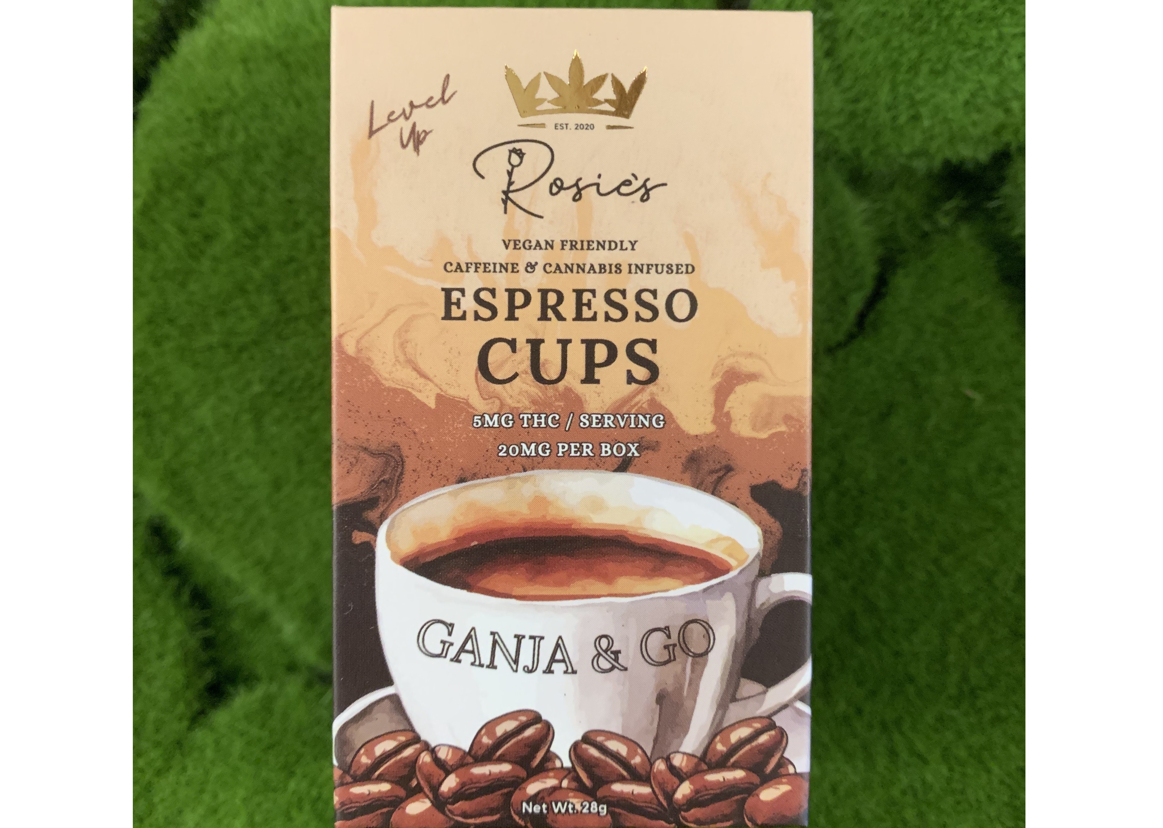 Photograph of product: 20mg Edible Pack | Ganja & Go Espresso Cups | Rosie's