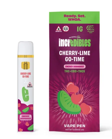 Photograph of product: Incredibles l Cherry-Lime-Go-Time (Energy Booooost) (14:1:1 TH-oui:CBD:TH-oui-V) Vape Pen (Disposable) l 1g