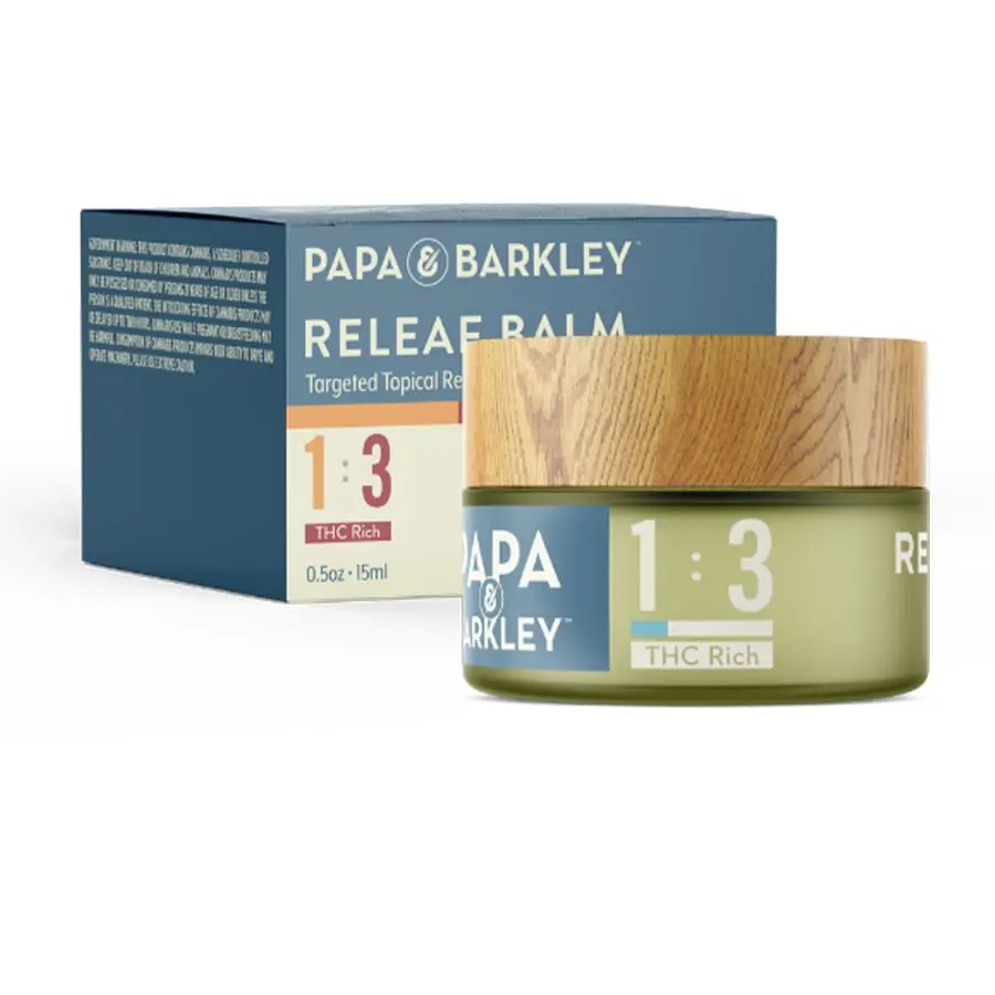 Photograph of product: Releaf Balm 1:3 TH-oui Rich 15ml Papa & Barkley