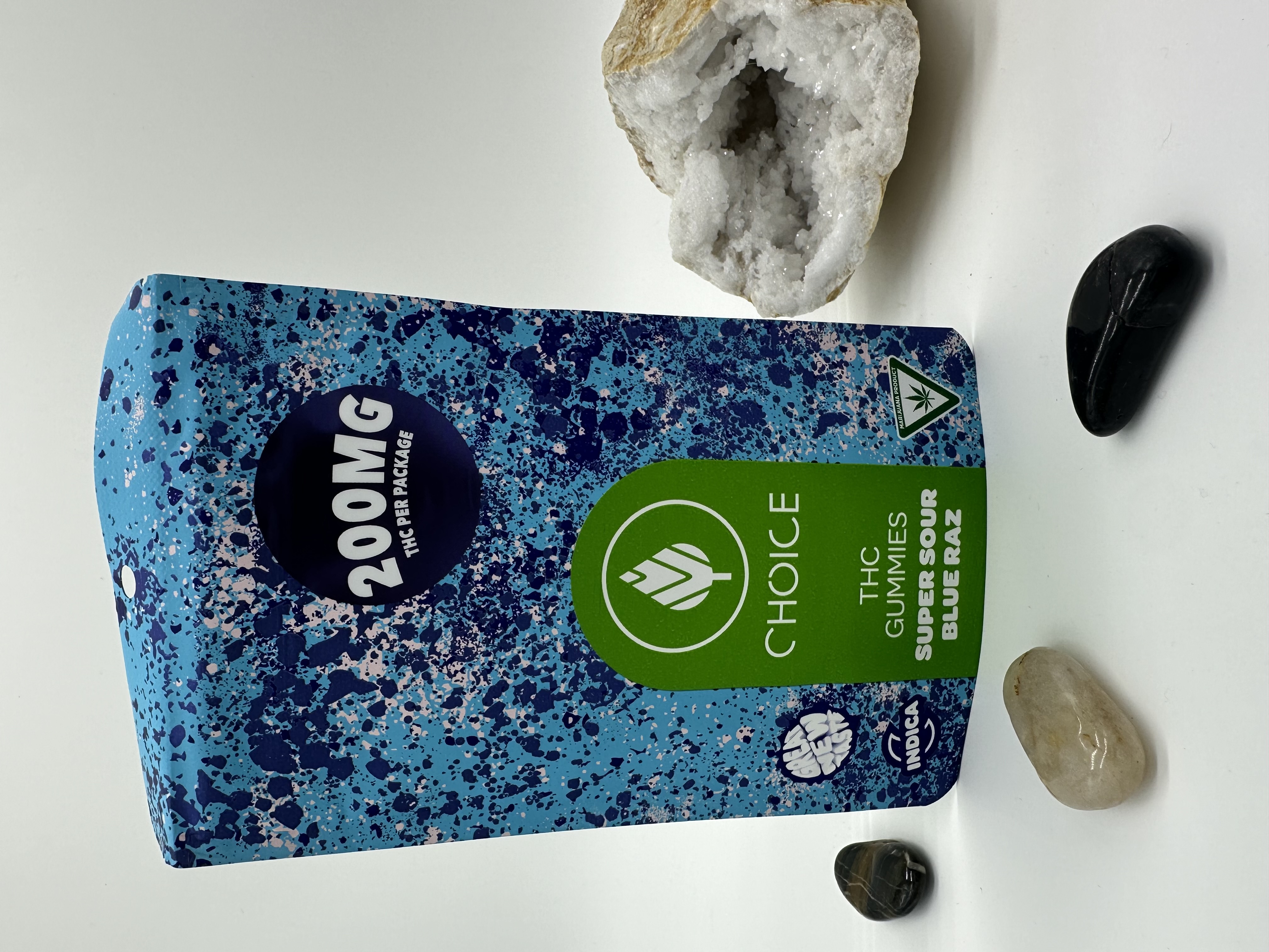 Photograph of product: Choice - Super Sour Blue Raz - 200mg Gummies