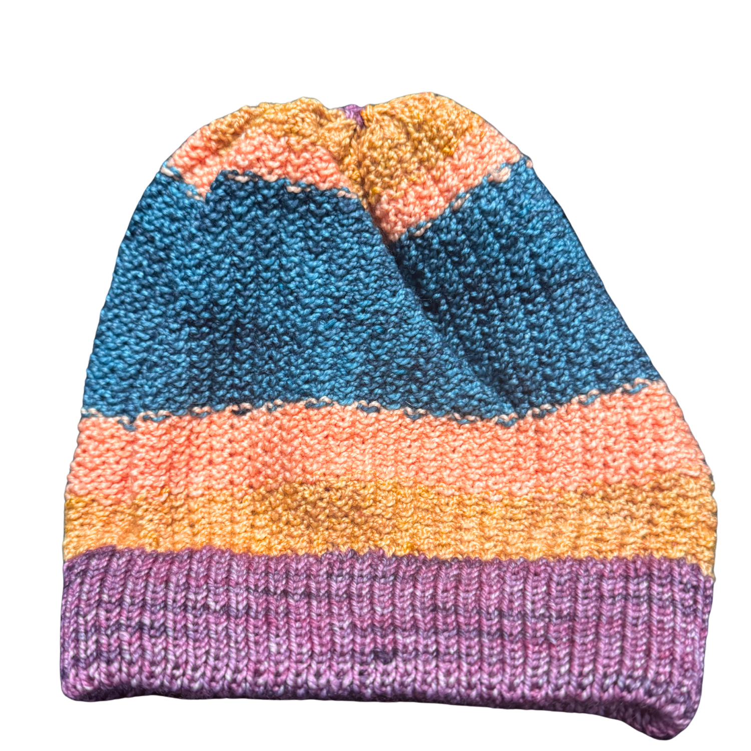Photograph of product: GALILEOCRAFTS TEAL YELLOW ORANGE, AND PURPLE STRIPED HAT