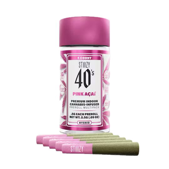 Photograph of product: Pink Acai 40s 5x .5g Infused Blunts by STIIIZY
