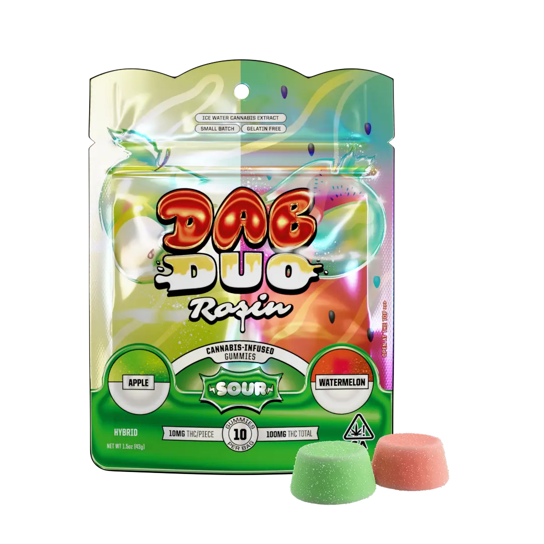 Photograph of product: ABX | Dab Duo Sour Apple Watermelon - 100mg Rosin Gummies