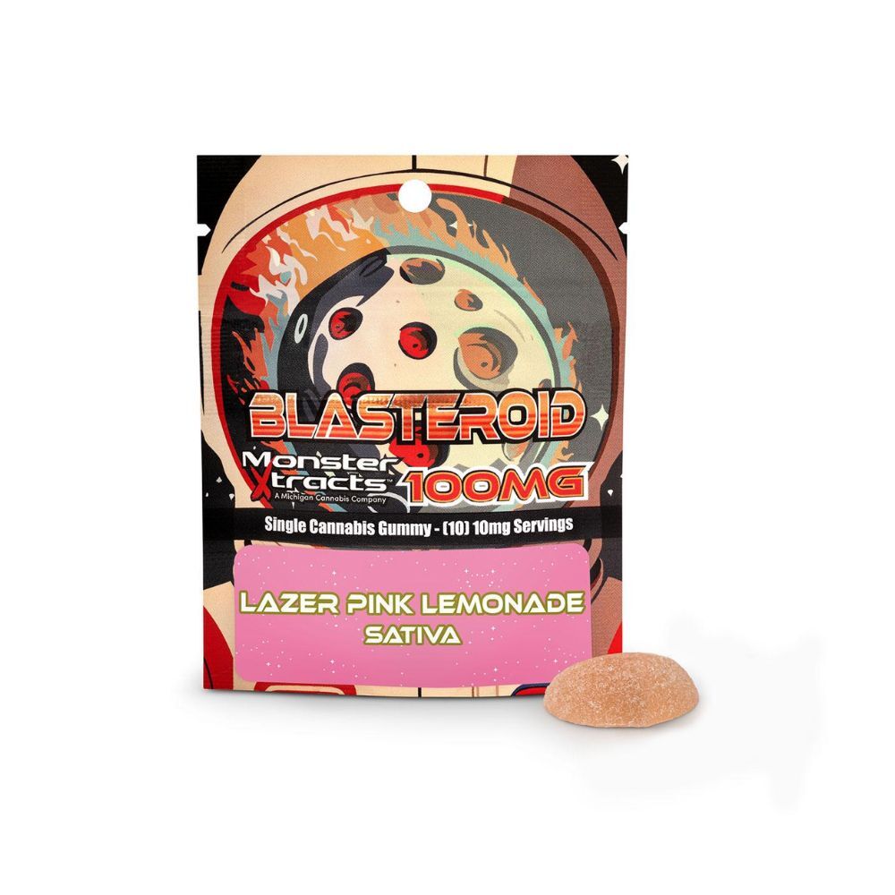 Photograph of product: Gummies - Blasteriod - (100mg) - Lazer Pink Lemonade - (Oui'd)