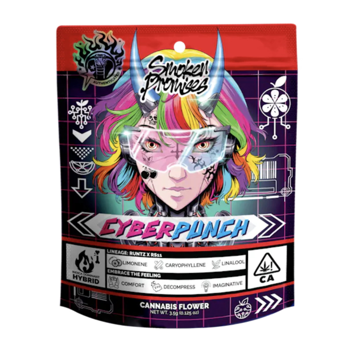 Photograph of product: Smoken Promises Indoor Flower 3.5g Eighth - Cyber Punch (I/H)