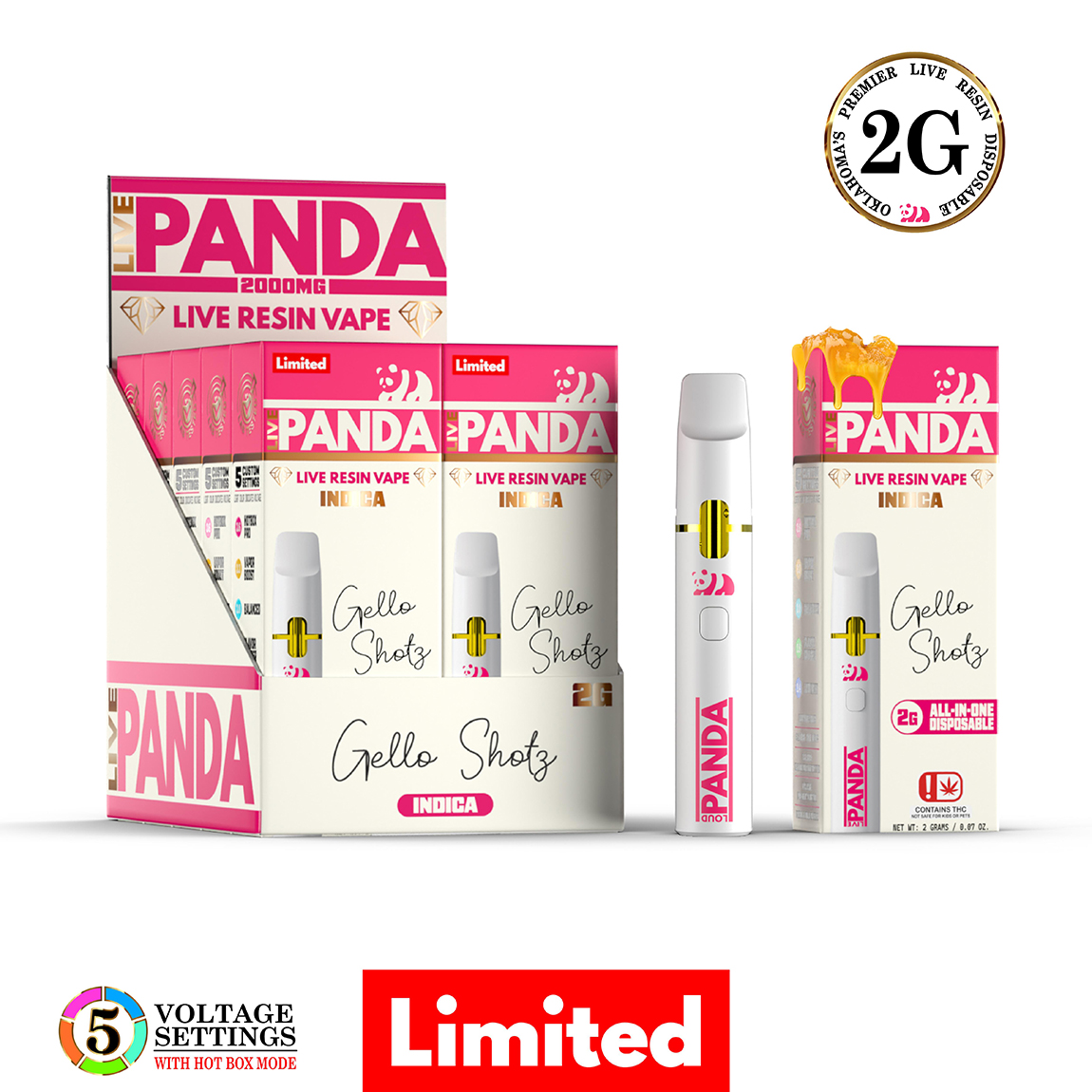 Photograph of product: Loud Panda | Live Resin Disposable Vape | Gello Shotz | 2g