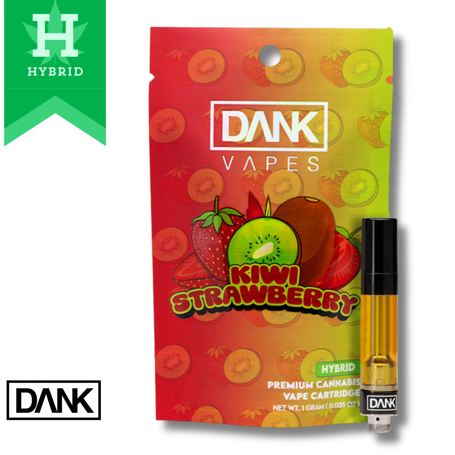 Photograph of product: Dank | Vaporizer | Cartridge 1pk | Kiwi Strawberry | 1ml