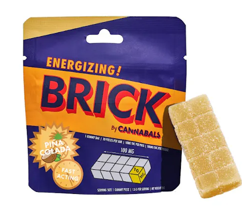 Photograph of product: Cannabals | Brick | Gummies 10 Pack | Pina Colada | 100mg