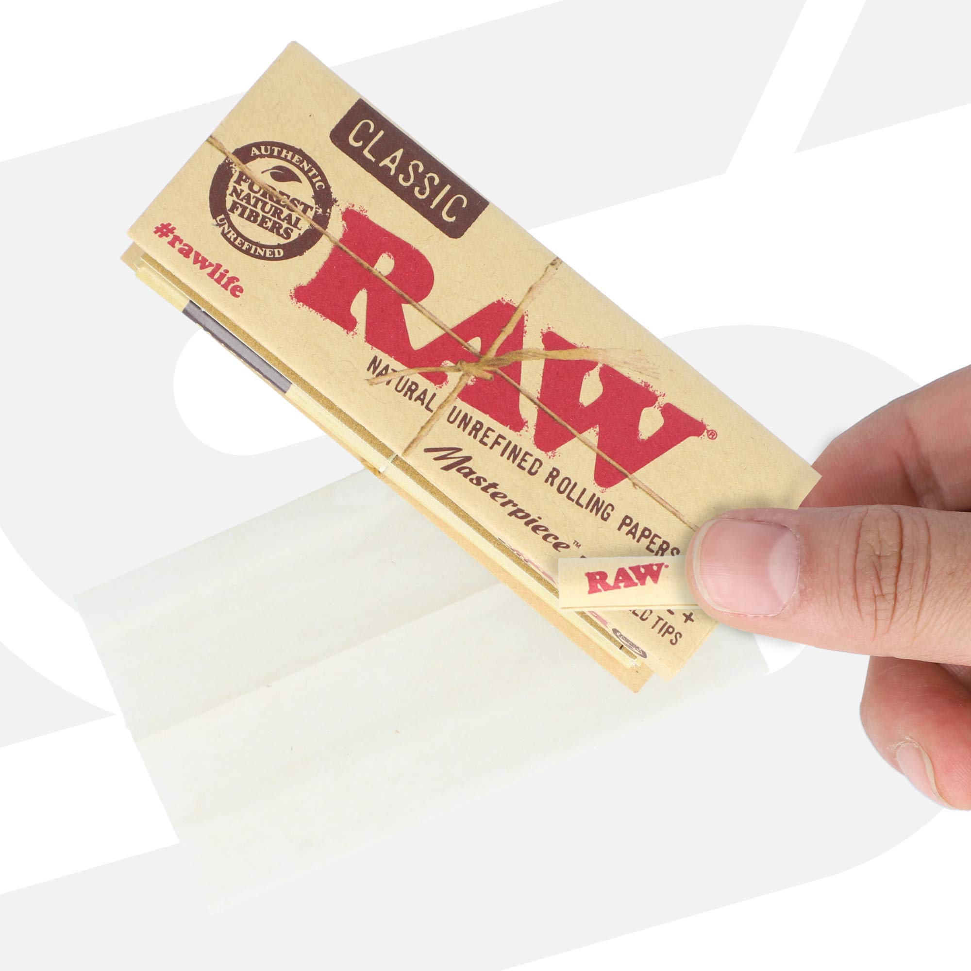 Photograph of product: RAW l Masterpiece Slow Burning Paper + Pre-Rolled Tips l 1 1/4