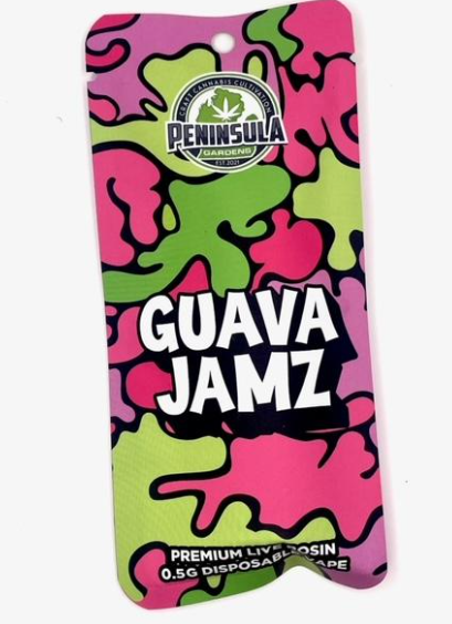 Photograph of product: Peninsula Gardens - Live Rosin Disposable Vape - Guava Jamz