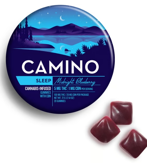 Photograph of product: Camino Gummies "Sleep" | 5mg THC/1mg CBN | Midnight Blueberry