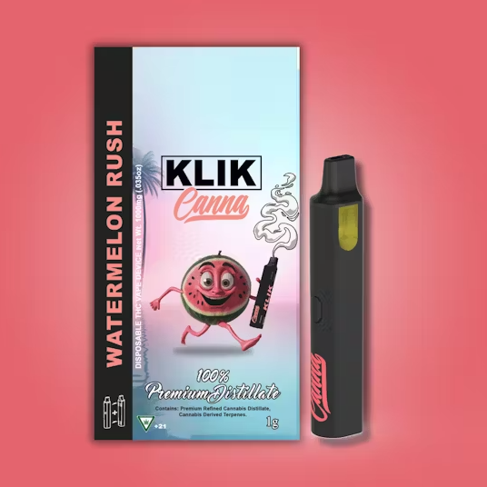 Photograph of Product: KLIK Canna Distillate All-in-One Vape - Watermelon Rush
