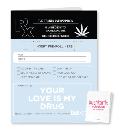 Photograph of product: KushKards | Stoner Prescription Love Oui'd Greeting Pre-Roll Card | Greeting Cards