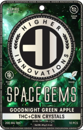 Photograph of product: Hi   200mg 2:1 Thc Cbn  Space Gems  Goodnight Green Apple