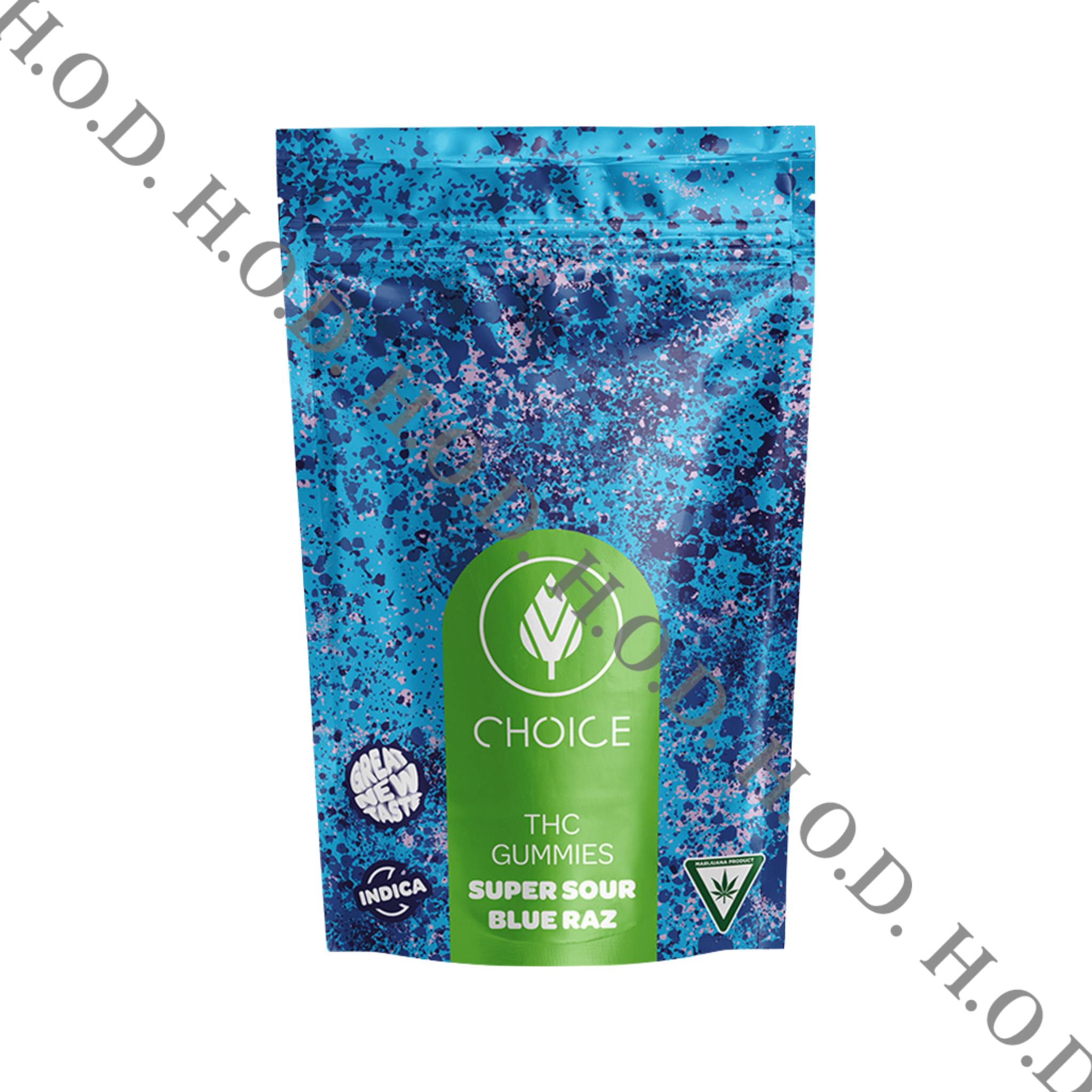 Photograph of product: Choice Super Sour Blue Raz Gummies 200mg