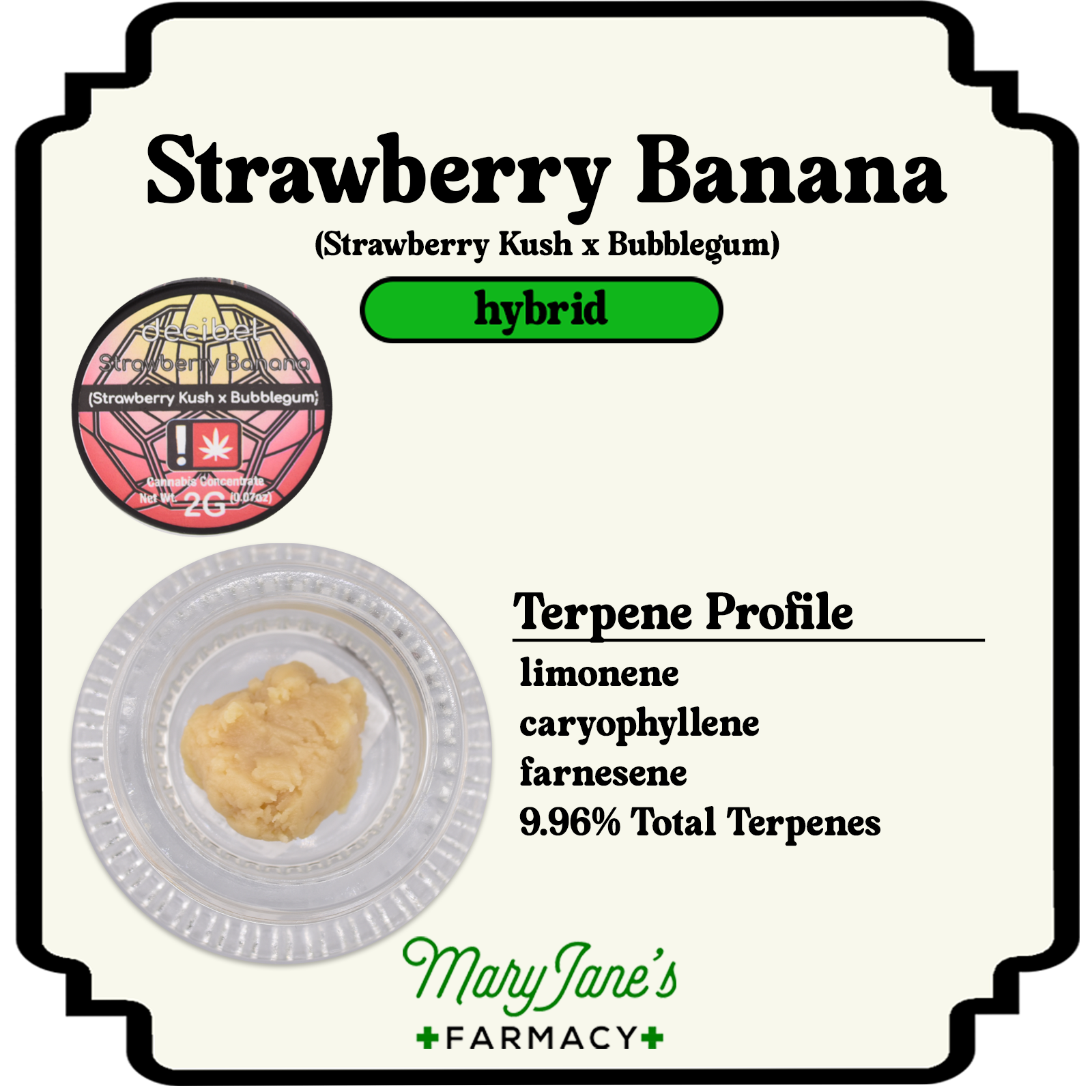 Photograph of product: Strawberry Banana 73-159 Live Rosin Extract