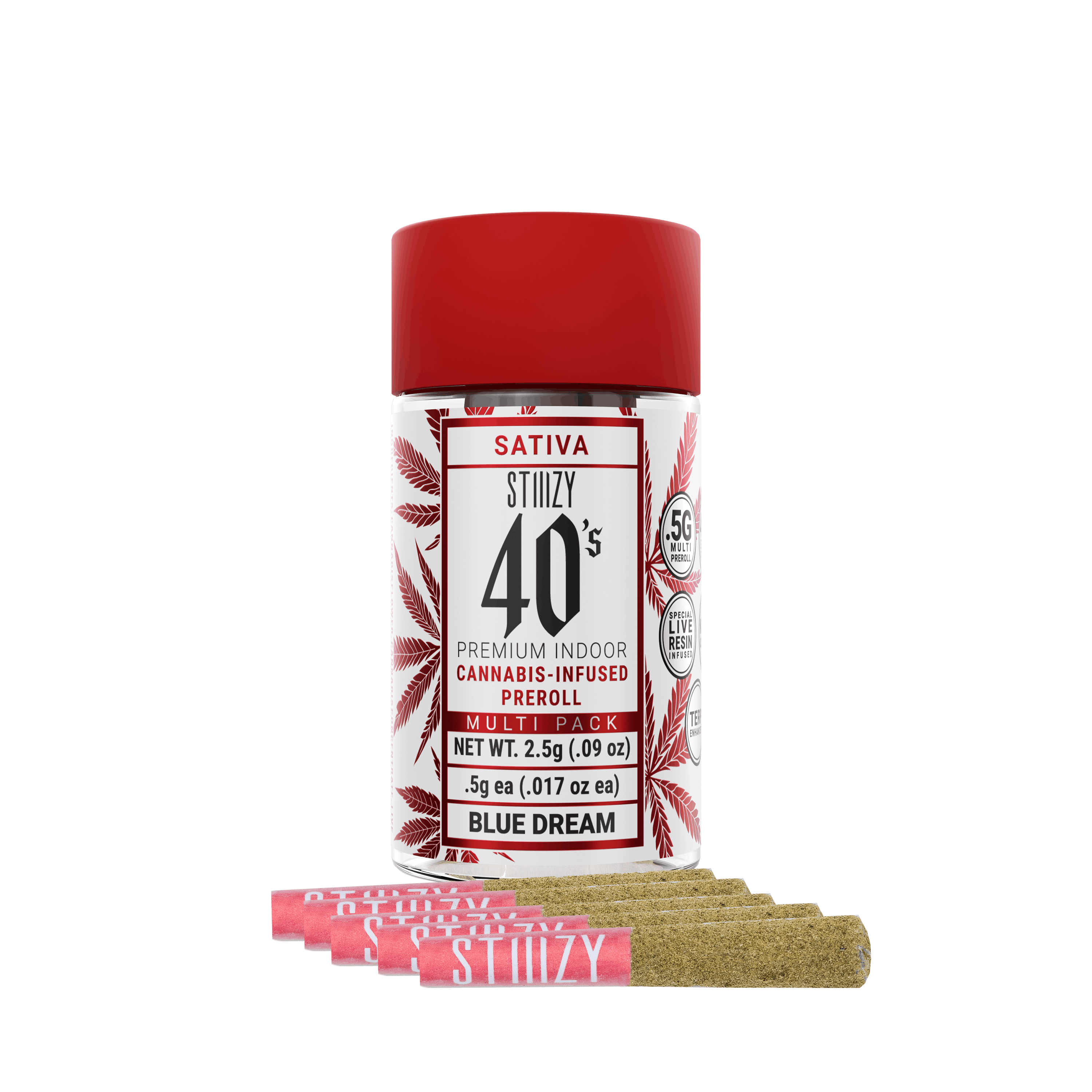 Photograph of product: BLUE DREAM .5G INFUSED PREROLL 5 PACK