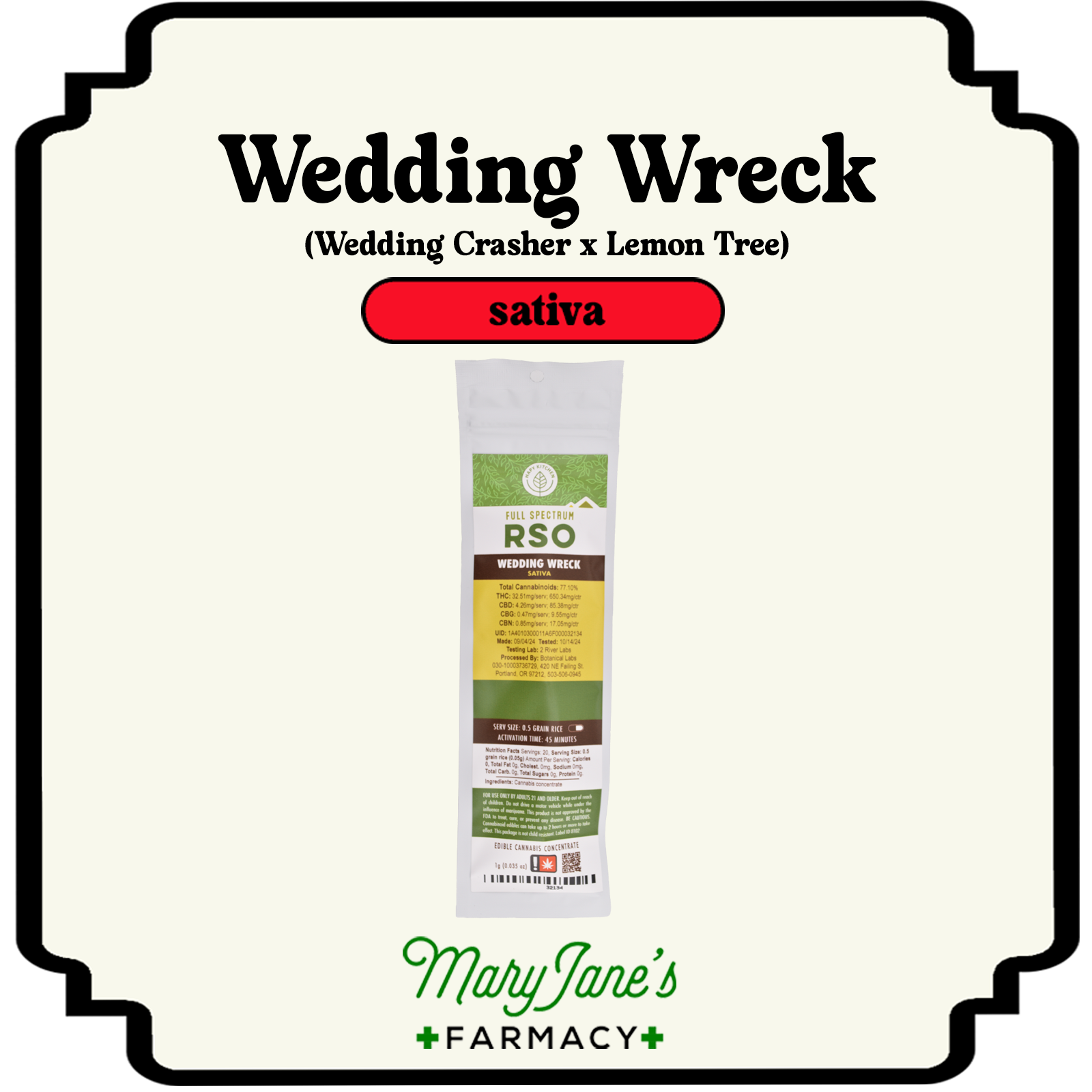 Photograph of product: Wedding Wreck Full Spectrum RSO | 1g