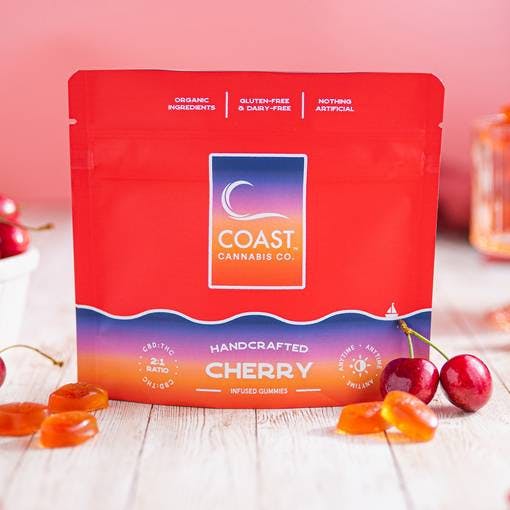 Photograph of product: Coast Oui'd Gummies 20ct Cherry 10:5 (CBD:TH-oui)