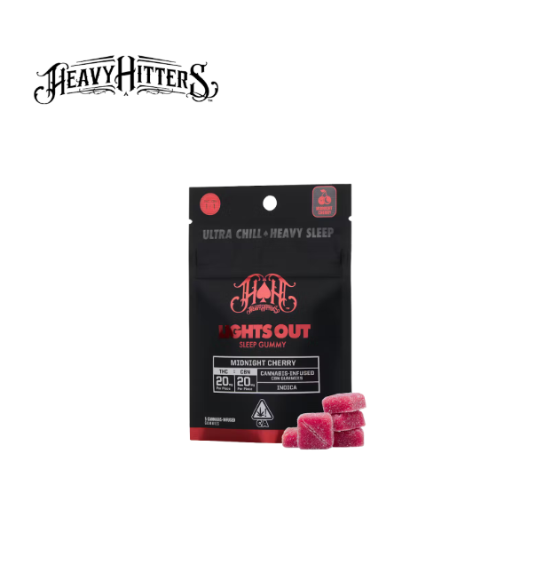 Photograph of product: MIDNIGHT CHERRY 100MG TH-oui 100MG CBN 5 PACK GUMMIES