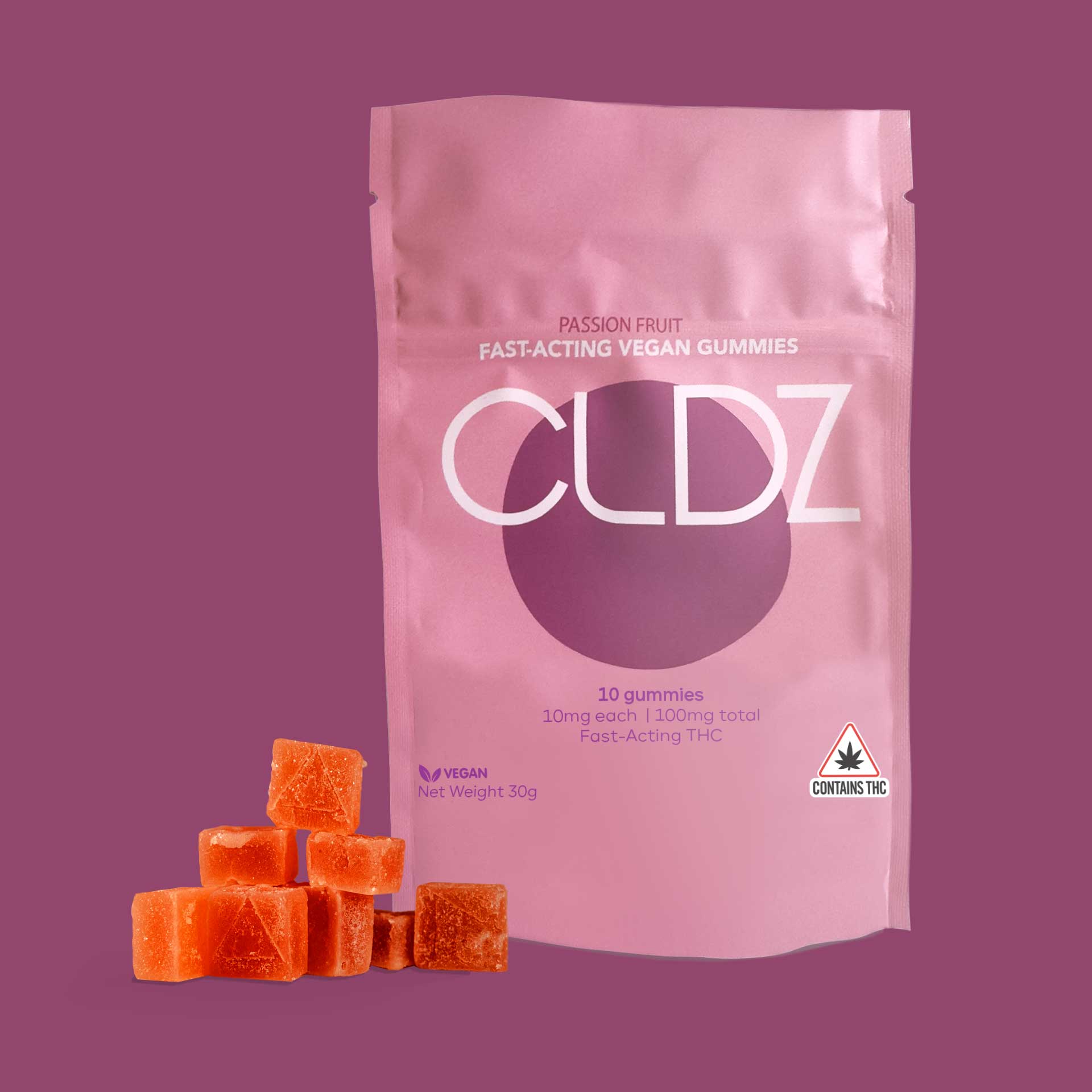 Photograph of product: Oui'd Gummies - TH-oui 9mg - Passion Fruit - 20pk