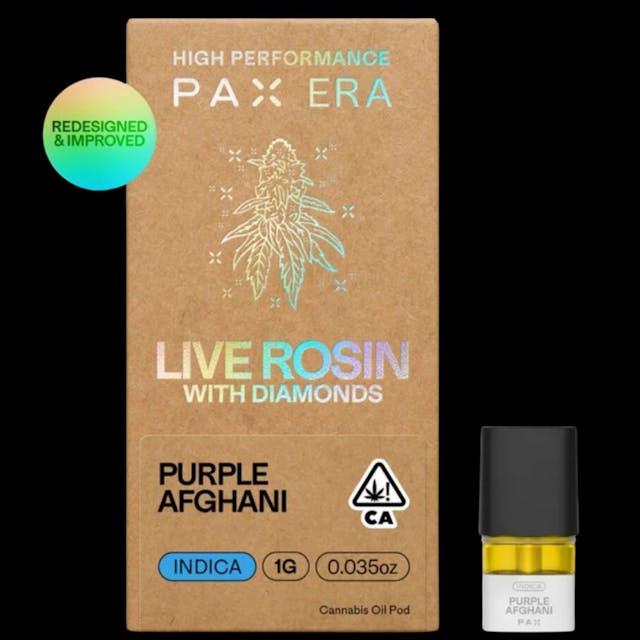Photograph of product: Purple Afghani 1g Live Rosin Pax Pod - 