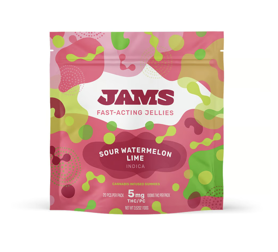 Photograph of product: JAMS Fast Acting Sour Watermelon Lime | 100mg 20pk