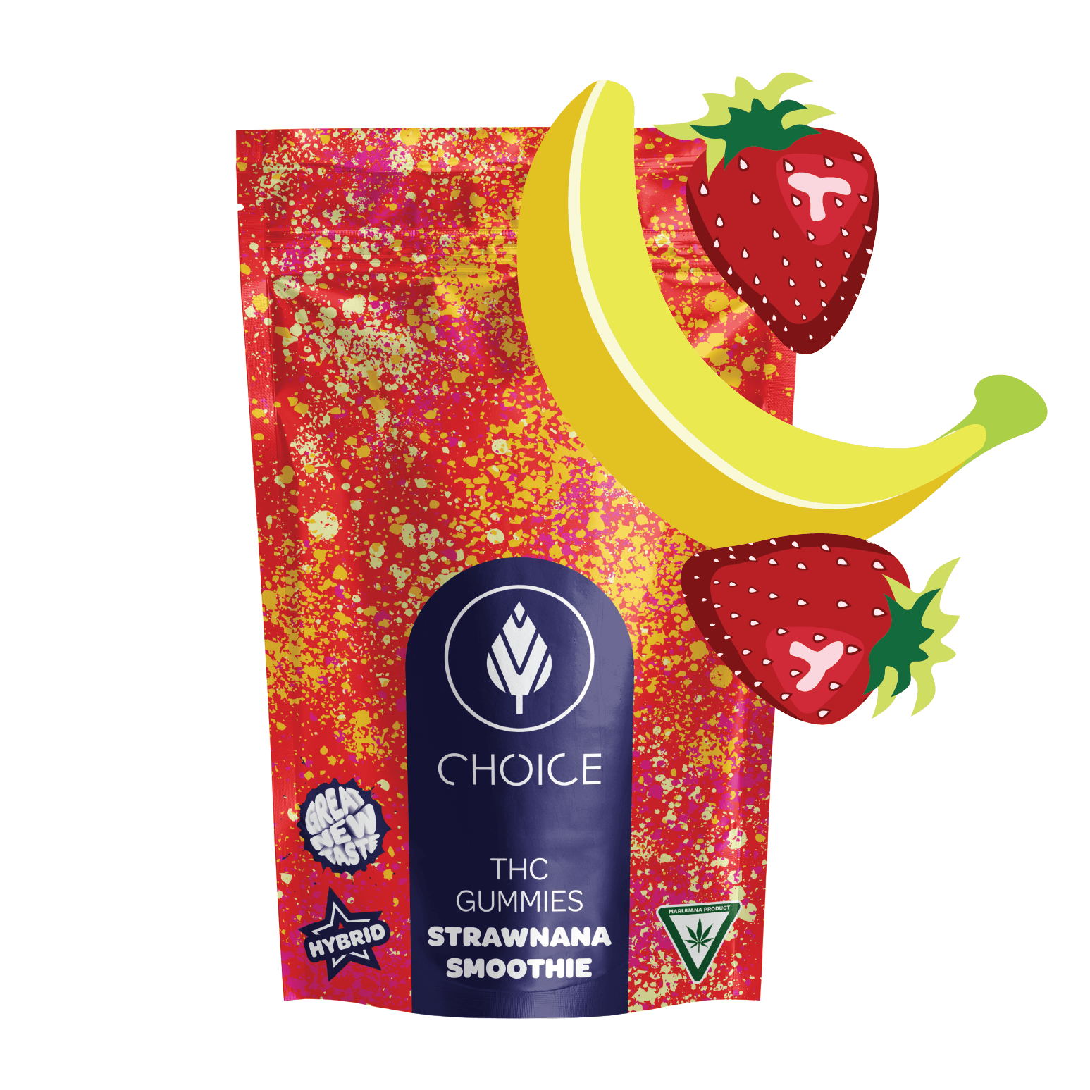 Photograph of product: CHOICE CHEWS - Strawnana Smoothie Gummies - Hybrid (10mg Per Piece/100mg)