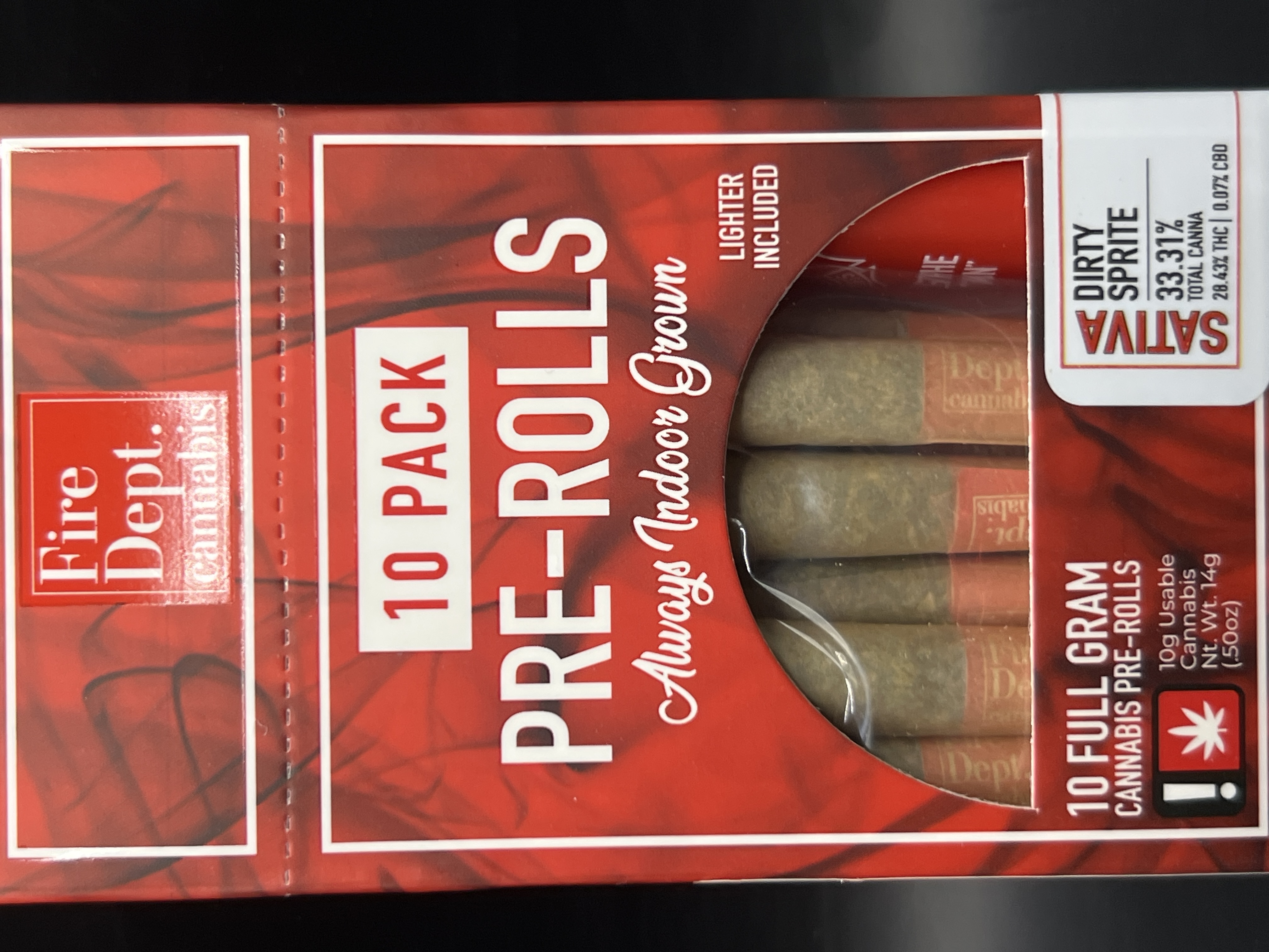 Photograph of product: Fire Dept. Dirty Sprite Pre-Roll 10pk with Lighter